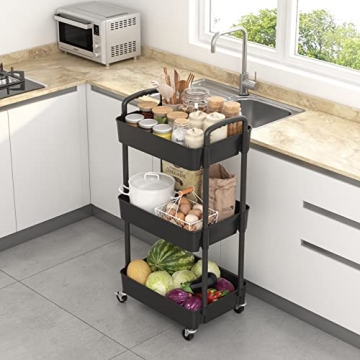 Sywhitta 3-Tier Rolling Utility Cart for Home & Office