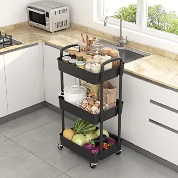 Sywhitta 3-Tier Rolling Utility Cart for Home & Office