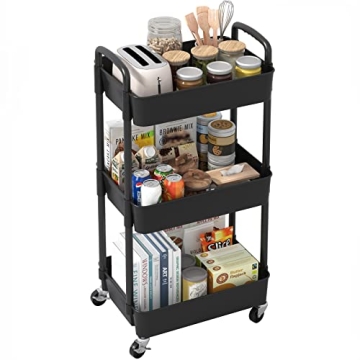 Sywhitta 3-Tier Rolling Utility Cart for Home & Office