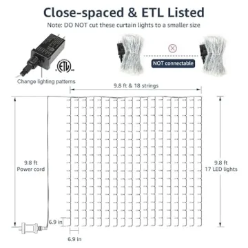 Lighting EVER LED Fairy Curtain Lights - 10x10 ft