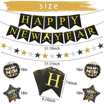 2025 Happy New Year Party Supplies Decorations Kit
