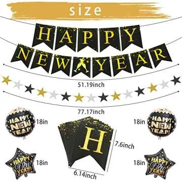 2025 Happy New Year Party Supplies Decorations Kit