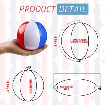 Zhanmai 4 to 5 Inches Red White and Blue Beach Balls 4th of July Inflatable Beach Balls Patriotic Summer Toys for Independence Day Kids Hawaiian, Beach, Water Games and Pool Party(50 Pcs)