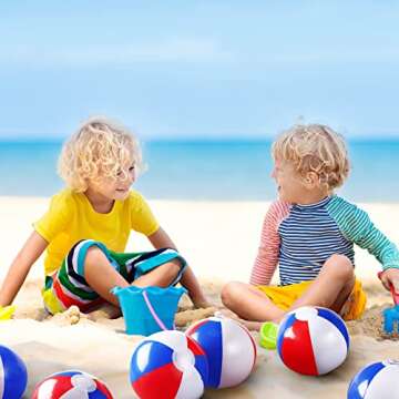 Zhanmai 4 to 5 Inches Red White and Blue Beach Balls 4th of July Inflatable Beach Balls Patriotic Summer Toys for Independence Day Kids Hawaiian, Beach, Water Games and Pool Party(50 Pcs)