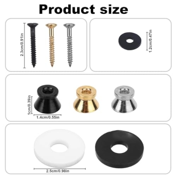 6pcs Alloy Guitar Strap Button Locks with Anti-Slip Gaskets and Screws