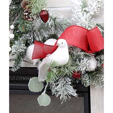 Darware Large White Doves (Set of 3); 8-Inch Long Artificial Doves Figures, Christmas and Wedding Decorations/Large Ornaments