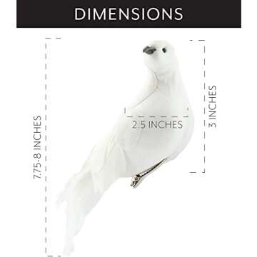 Darware Large White Doves (Set of 3); 8-Inch Long Artificial Doves Figures, Christmas and Wedding Decorations/Large Ornaments