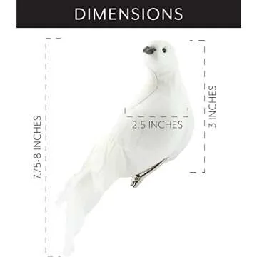 Darware Large White Doves (Set of 3); 8-Inch Long Artificial Doves Figures, Christmas and Wedding Decorations/Large Ornaments