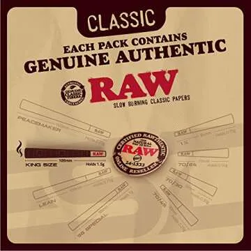 RAW Cones Classic King Size - 100 Pack - Slow Burning Pre Rolled Paper with Tips and Packing Tubes Included