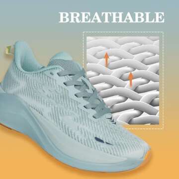 Hawkwell Women's Cloud Zero Active Cushion Breathable Tennis Walking Fashion Sneakers Gym Nursing Medical Work Shoes,Knit Turquoise Blue,8 M US