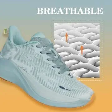 Hawkwell Women's Cloud Zero Active Cushion Breathable Tennis Walking Fashion Sneakers Gym Nursing Medical Work Shoes,Knit Turquoise Blue,8 M US