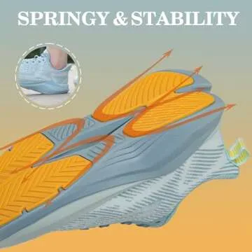 Hawkwell Women's Cloud Zero Active Cushion Breathable Tennis Walking Fashion Sneakers Gym Nursing Medical Work Shoes,Knit Turquoise Blue,8 M US