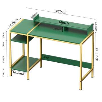 Adjustable MINOSYS Gaming Computer Desk with Storage