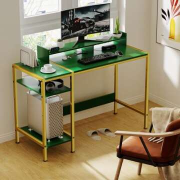 Adjustable MINOSYS Gaming Computer Desk with Storage