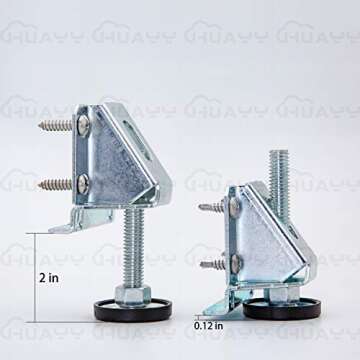 HUAYY Heavy Duty Furniture Leveler Legs 2 Inch Height Adjustable feet and Hexagon Nuts Lock(4 Pack)