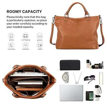 Kattee Women's Soft Leather Tote Bag, Top Satchel Purses and Handbags