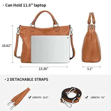 Kattee Women's Soft Leather Tote Bag, Top Satchel Purses and Handbags