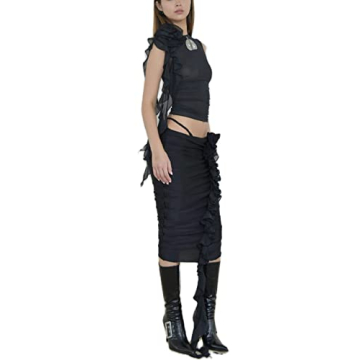 Stylish 3D Floral Tassels Ruffle Sleeveless Shirt