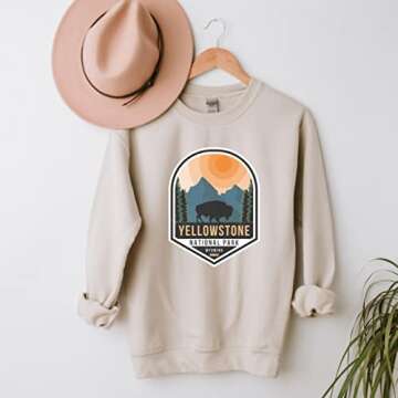 Yellowstone National Park Badge Graphic Sweatshirt for Nature Lovers