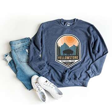 Yellowstone National Park Badge Graphic Sweatshirt for Nature Lovers