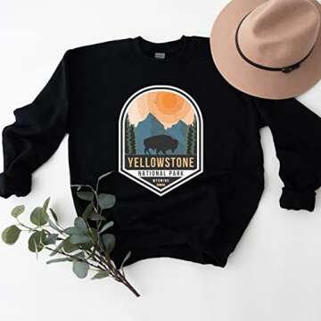 Yellowstone National Park Badge Graphic Sweatshirt for Nature Lovers
