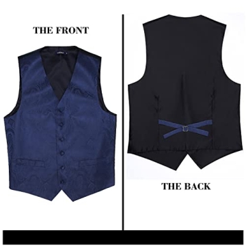 Shop HISDERN Men's Navy Blue Paisley Vest Set