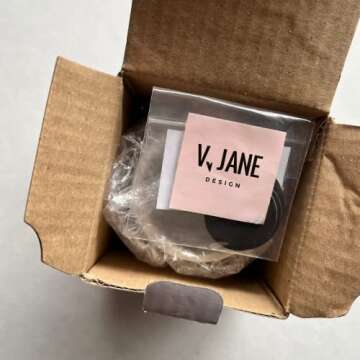 V JANE DESIGN Ceramic Matchstick Holder with Striker. Fireplace Match Holder, Bathroom Match Storage jar. Farmhouse Bathroom Decor Designed in USA.