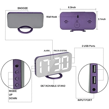 Elegant SZELAM Digital Alarm Clock with USB Charger