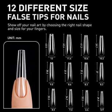 Chameleon Coffin Nail Tips - 300pcs Extra Long Fake Nails Clear Acrylic Nails Trapezoid Shaped Fake ...