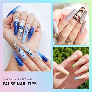 Chameleon Coffin Nail Tips - 300pcs Extra Long Fake Nails Clear Acrylic Nails Trapezoid Shaped Fake Nails False Nail Tips for Press On Nail Extension DIY Manicure Soak Off and DIY Nail Art, 12 Sizes