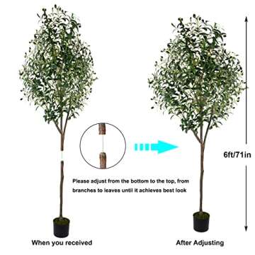 HaiSpring Artificial Olive Tree 6ft (71'') Fake Silk Perfect and Realistic Tall Artificial Plants, Suitable for Modern Living Rooms House Office Outdoor Garden & Housewarming Party Decor, 1080 Leaves