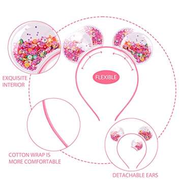 ZIRICHER Cat Ears Headband,Bear Headbands Random Delivery, Transparent Quicksand Cat Ear Headbands C...