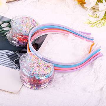 ZIRICHER Cat Ears Headband,Bear Headbands Random Delivery, Transparent Quicksand Cat Ear Headbands Cute Hair Hoop Headbands For Girls Party Hair Accessories for Gift