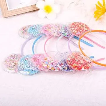 ZIRICHER Cat Ears Headband,Bear Headbands Random Delivery, Transparent Quicksand Cat Ear Headbands Cute Hair Hoop Headbands For Girls Party Hair Accessories for Gift