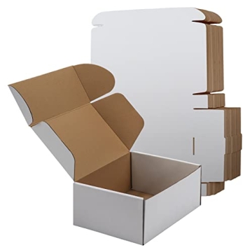 RLAVBL 9x6x4 Inches Shipping Boxes Set of 25, White Corrugated Cardboard Box, Mailer Boxes for Packi...