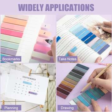ZTML MS Sticky Tabs 1200 Pieces Book Tabs, Transparent Book Markers, Writable and Repositionable Page Makers, Morandi Index Tabs for Annotating Books, Page Tabs, Books Flags