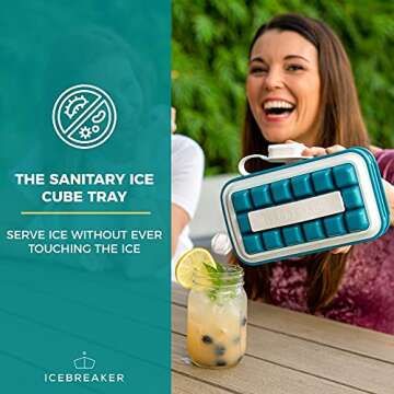 ICEBREAKER POP - 4 IN 1 - DISPENSER - MAKER - BIN - ICE PACK - Make And Serve Ice Without Ever Touching The Ice - The Sanitary Silicone Ice Tray for Freezer With Lid - Ice Cube