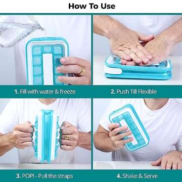 ICEBREAKER POP - 4 IN 1 - DISPENSER - MAKER - BIN - ICE PACK - Make And Serve Ice Without Ever Touching The Ice - The Sanitary Silicone Ice Tray for Freezer With Lid - Ice Cube