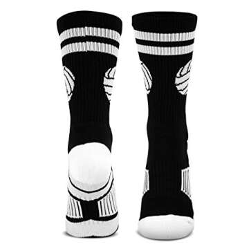 ChalkTalkSPORTS Volleyball Performance Crew Socks - Classic Ball - Black & White - Volleyball Mid-Ca...