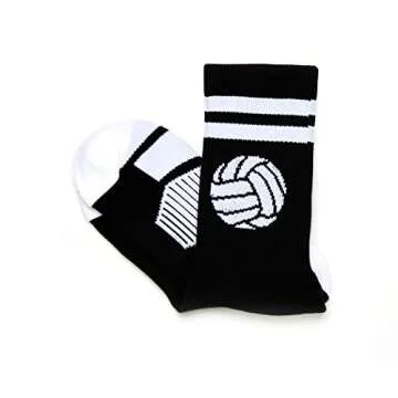ChalkTalkSPORTS Volleyball Performance Crew Socks - Classic Ball - Black & White - Volleyball Mid-Calf Socks - Adult