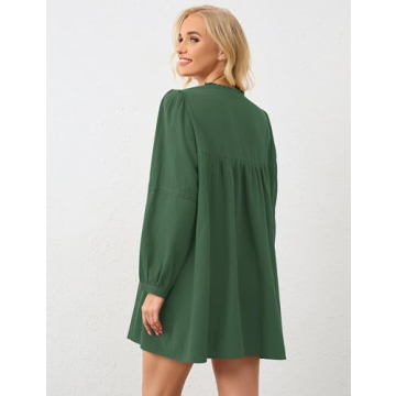 Burtell Flowy Long Puff Sleeve Mini Dress for Women