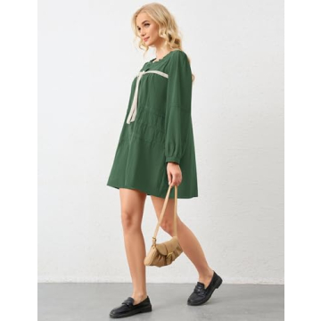 Burtell Flowy Long Puff Sleeve Mini Dress for Women
