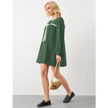 Burtell Flowy Long Puff Sleeve Mini Dress for Women