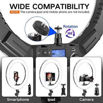 19" Bi-Color LED Ring Light for Photography & Makeup