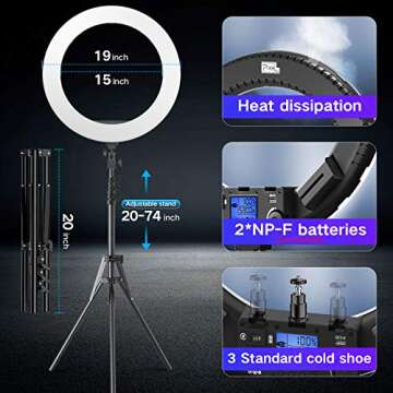 19" Bi-Color LED Ring Light for Photography & Makeup