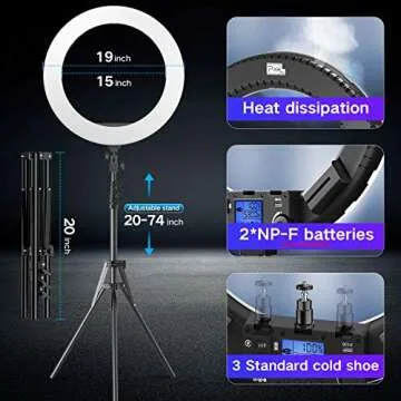 19" Bi-Color LED Ring Light for Photography & Makeup