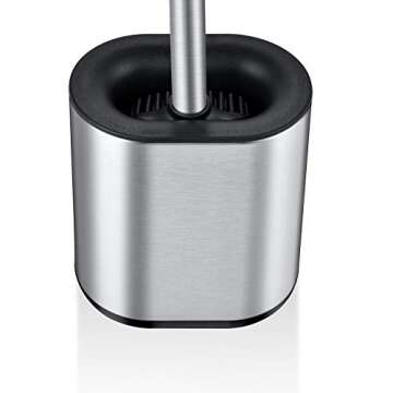 ToiletTree Modern Deluxe Freestanding Bathroom Cleaning Tools (Stainless Steel, Silicone Brush)