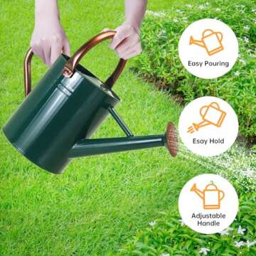 Lechloris Metal Watering Can for Outdoor Plants, 1 Gallon Galvanized Steel Watering Can with Removable spout for Outdoor & Indoor Use, Perfect for Garden Flower, Houseplants, Forest Green