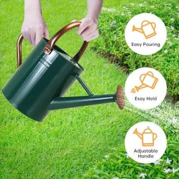 Lechloris Metal Watering Can for Outdoor Plants, 1 Gallon Galvanized Steel Watering Can with Removable spout for Outdoor & Indoor Use, Perfect for Garden Flower, Houseplants, Forest Green