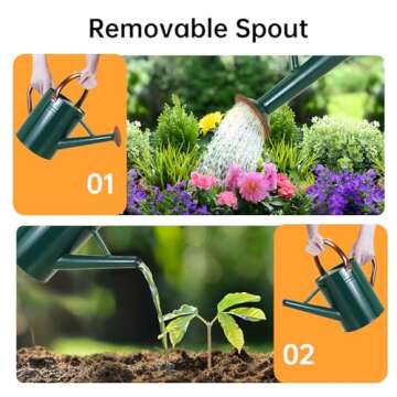 Lechloris Metal Watering Can for Outdoor Plants, 1 Gallon Galvanized Steel Watering Can with Removable spout for Outdoor & Indoor Use, Perfect for Garden Flower, Houseplants, Forest Green